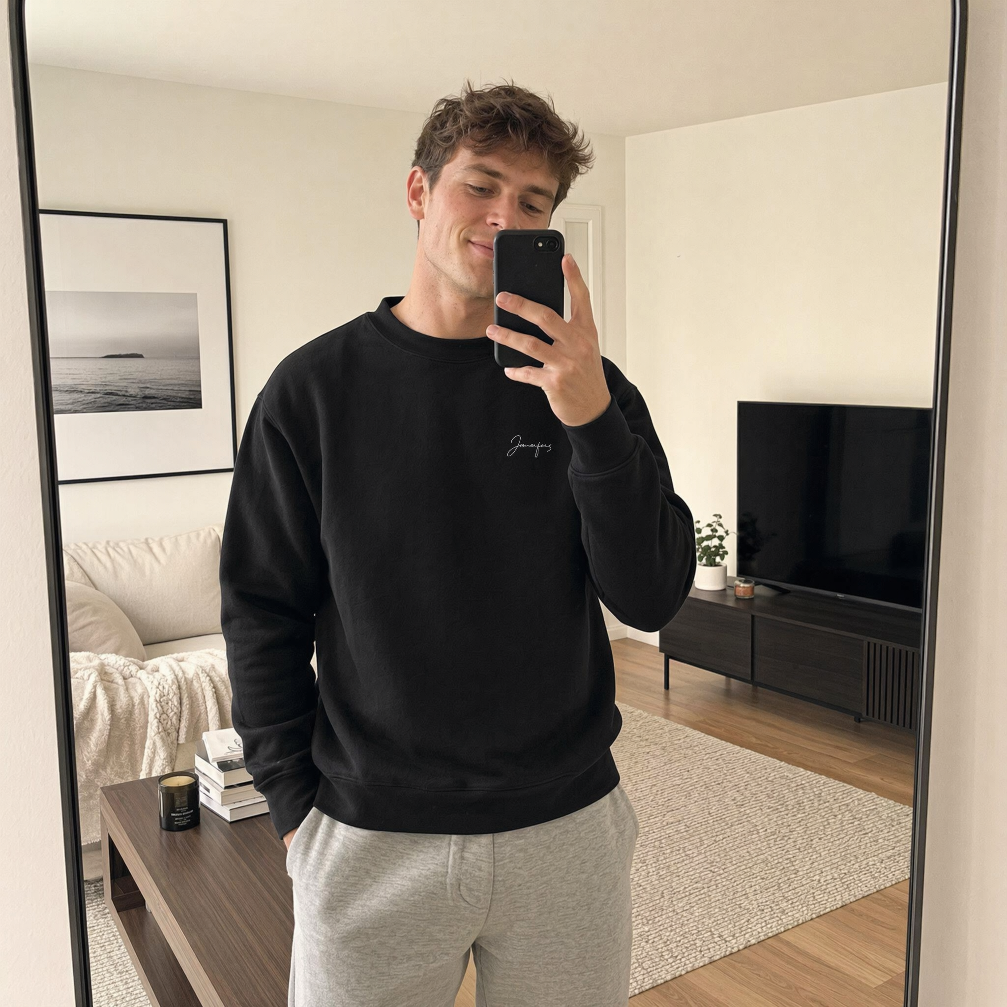 Selfie miroir — OG Hoodie Noir Jemenfous